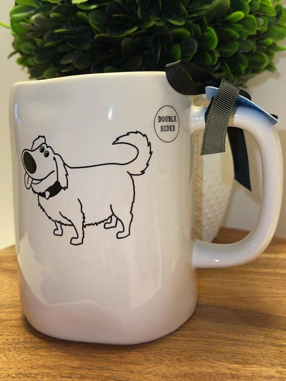 Rae Dunn White Ceramic Mug with Black Dog Illustration
